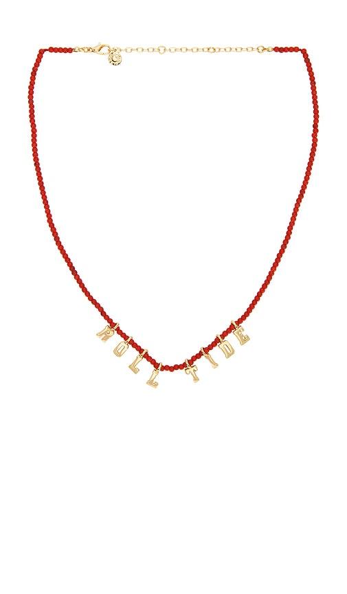 baublebar university of alabama beaded slogan necklace in red.