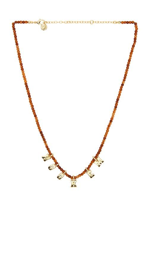 baublebar university of texas at austin beaded slogan necklace in brown.