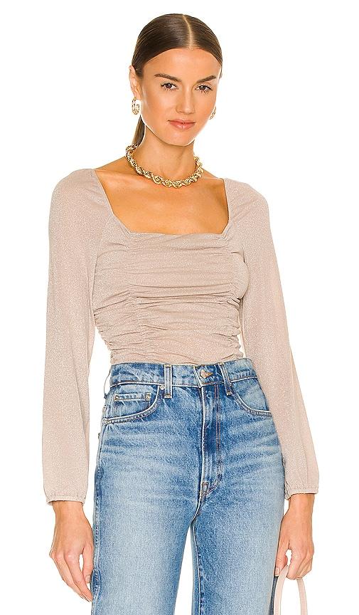 bcbgeneration square neck top in metallic neutral. - size m (also in xs, s)