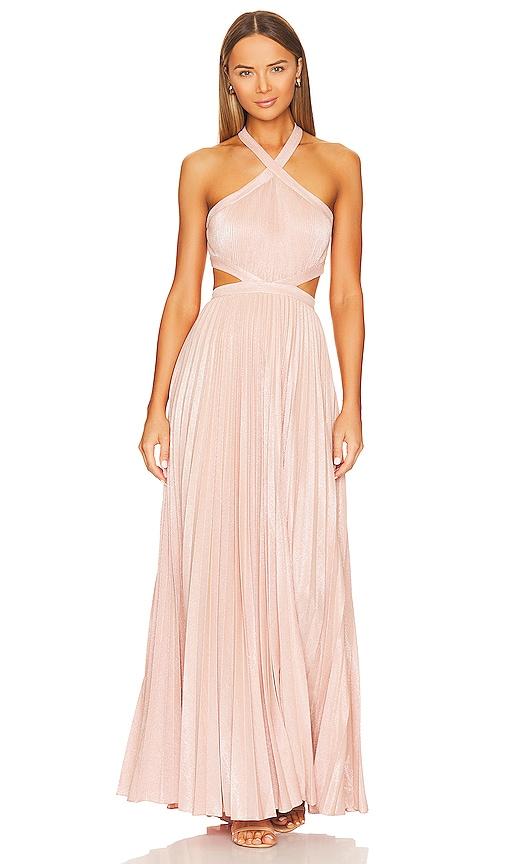 bcbgmaxazria metallic evening gown in blush. - size 10 (also in 12)