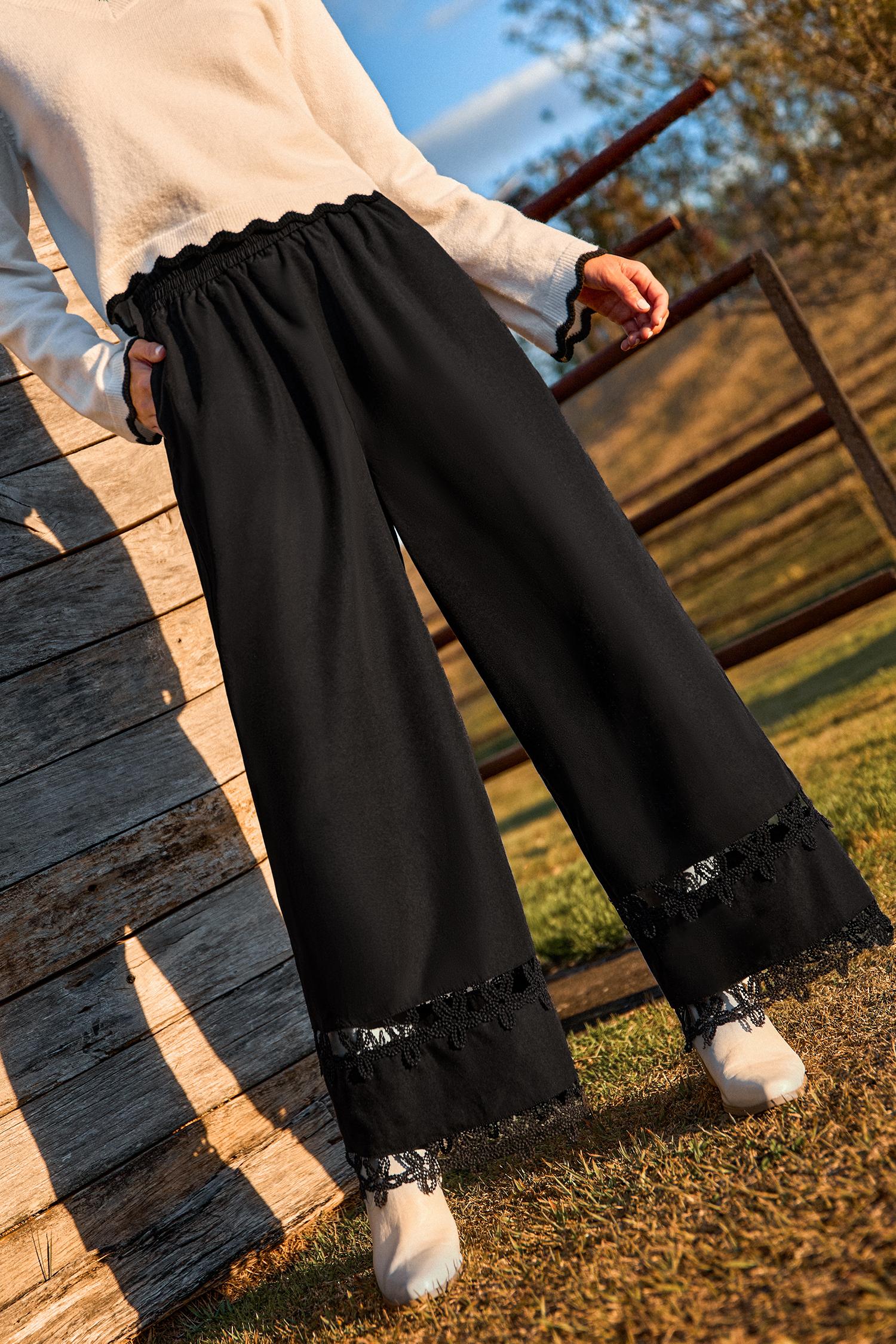 beach house black pants - l