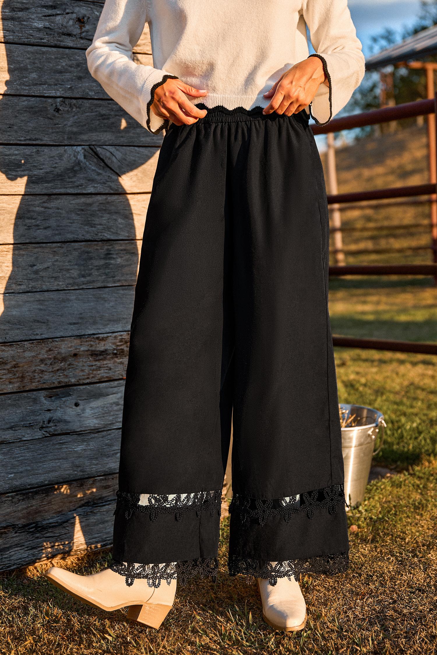 beach house black pants - l