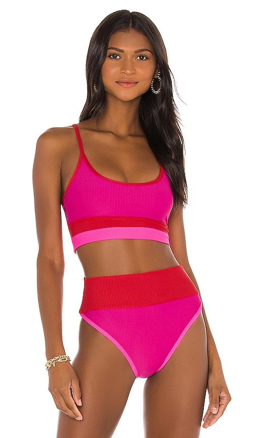 beach riot eva bikini top in fuchsia. - size s (also in xs)