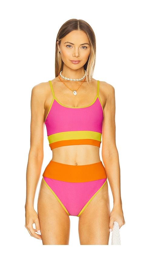 beach riot eva bikini top in pink. - size s (also in xs)