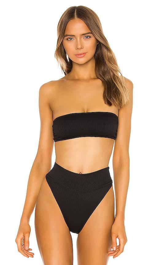 beach riot kelsey bikini top in black. - size l (also in s, xl)
