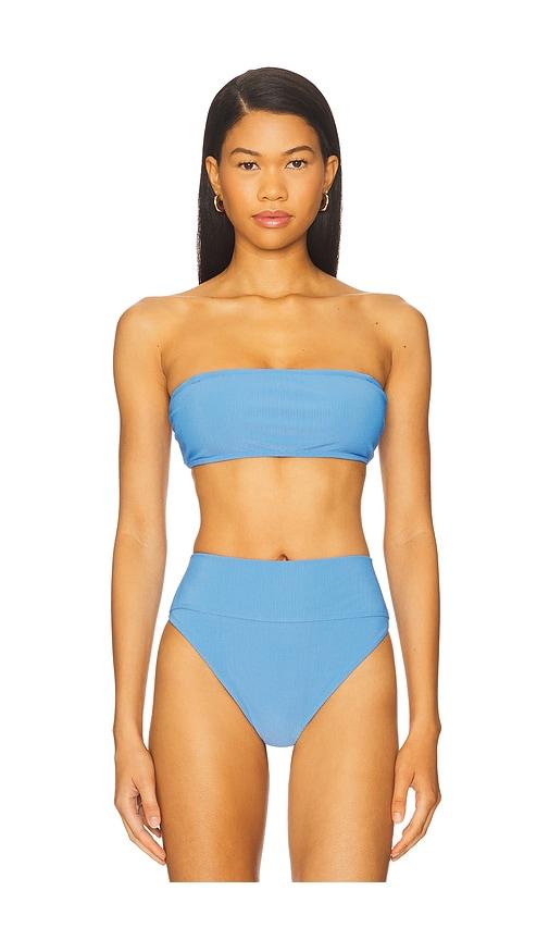 beach riot kelsey bikini top in blue. - size l (also in xs)