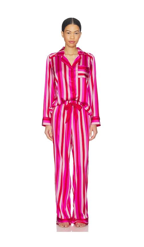 beach riot livy & connie pj set in pink. - size s (also in xs, xl)