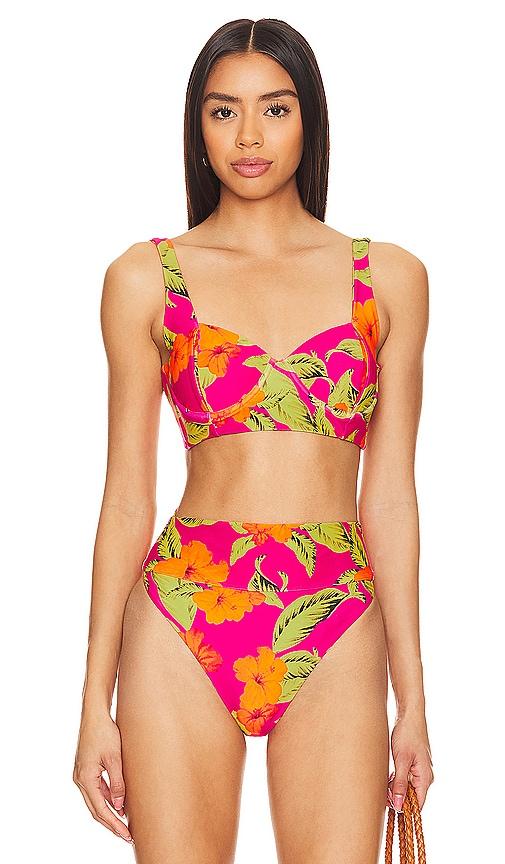 beach riot paulina bikini top in pink. - size m (also in s)