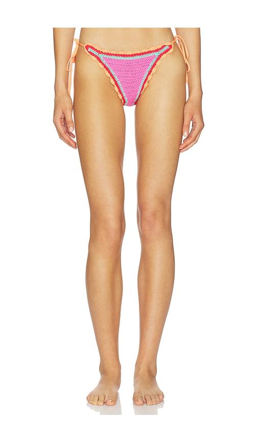 beach riot soleil side tie bikini bottom in pink. - size l (also in m, s)