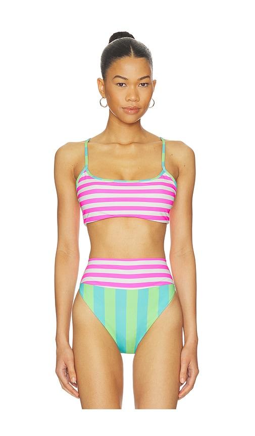 beach riot val bikini top in pink. - size m (also in xs)