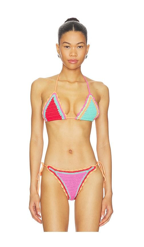 beach riot winona triangle bikini top in red. - size m (also in s)