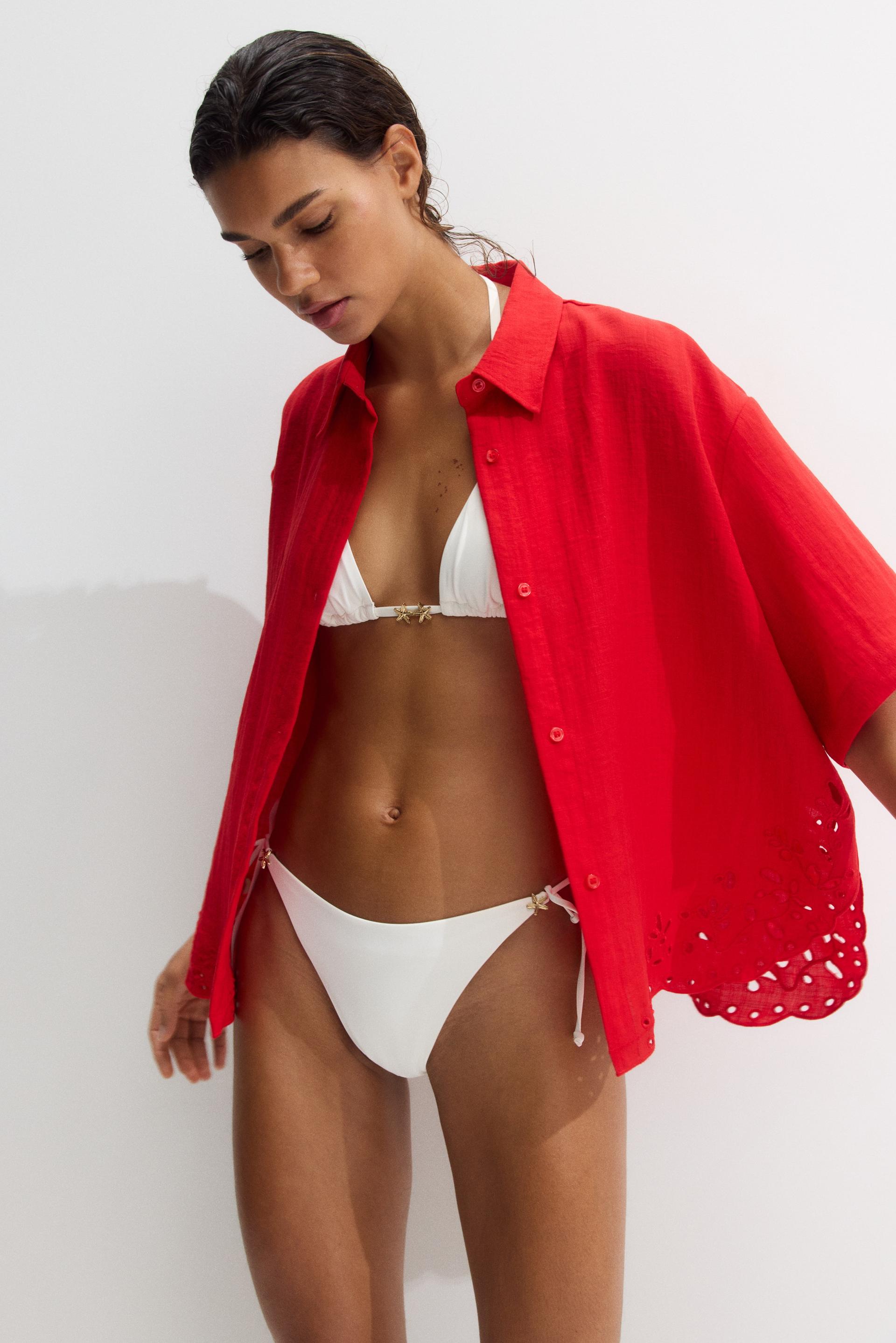 beach shirt with eyelet embroidery