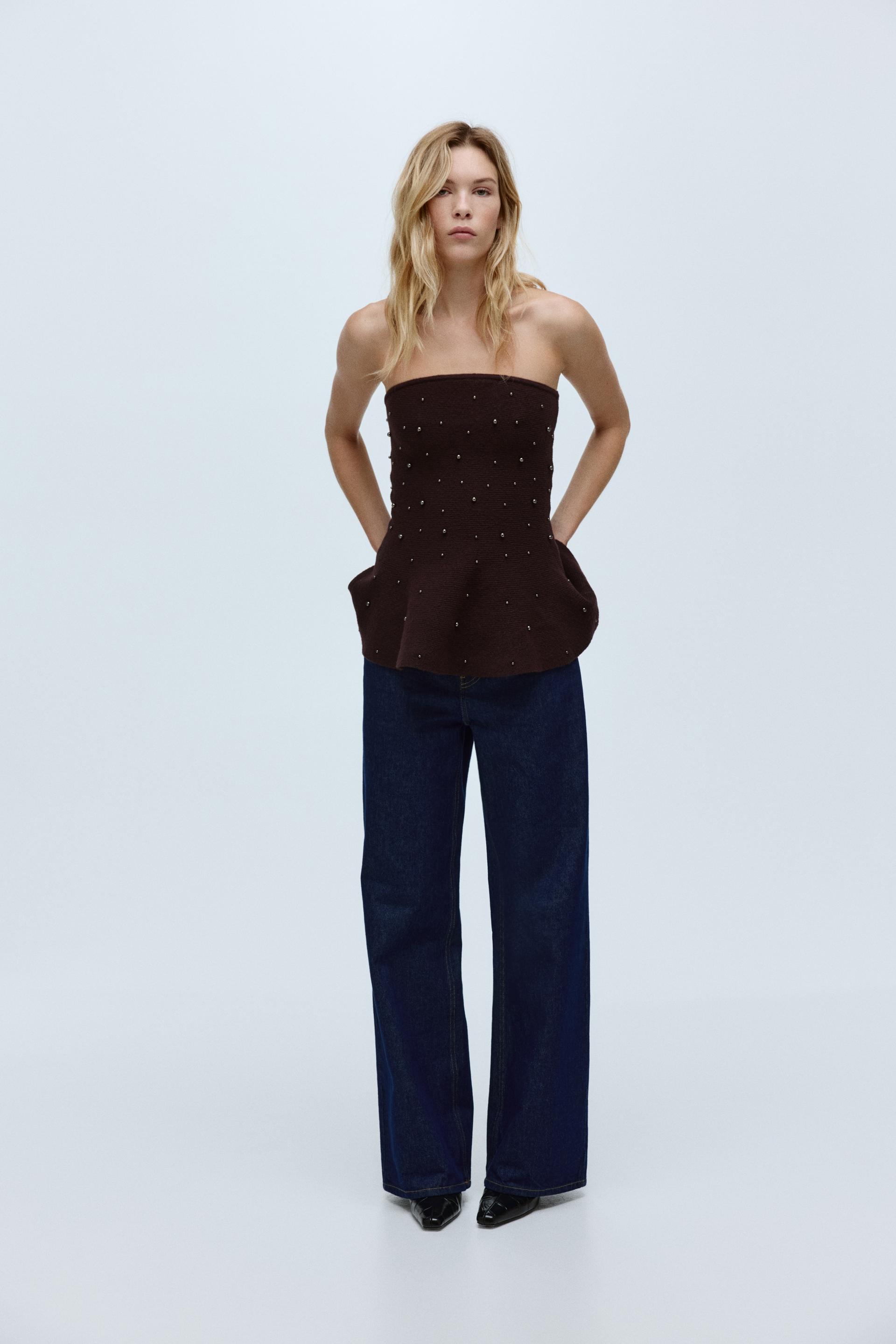 bead-embellished bandeau top