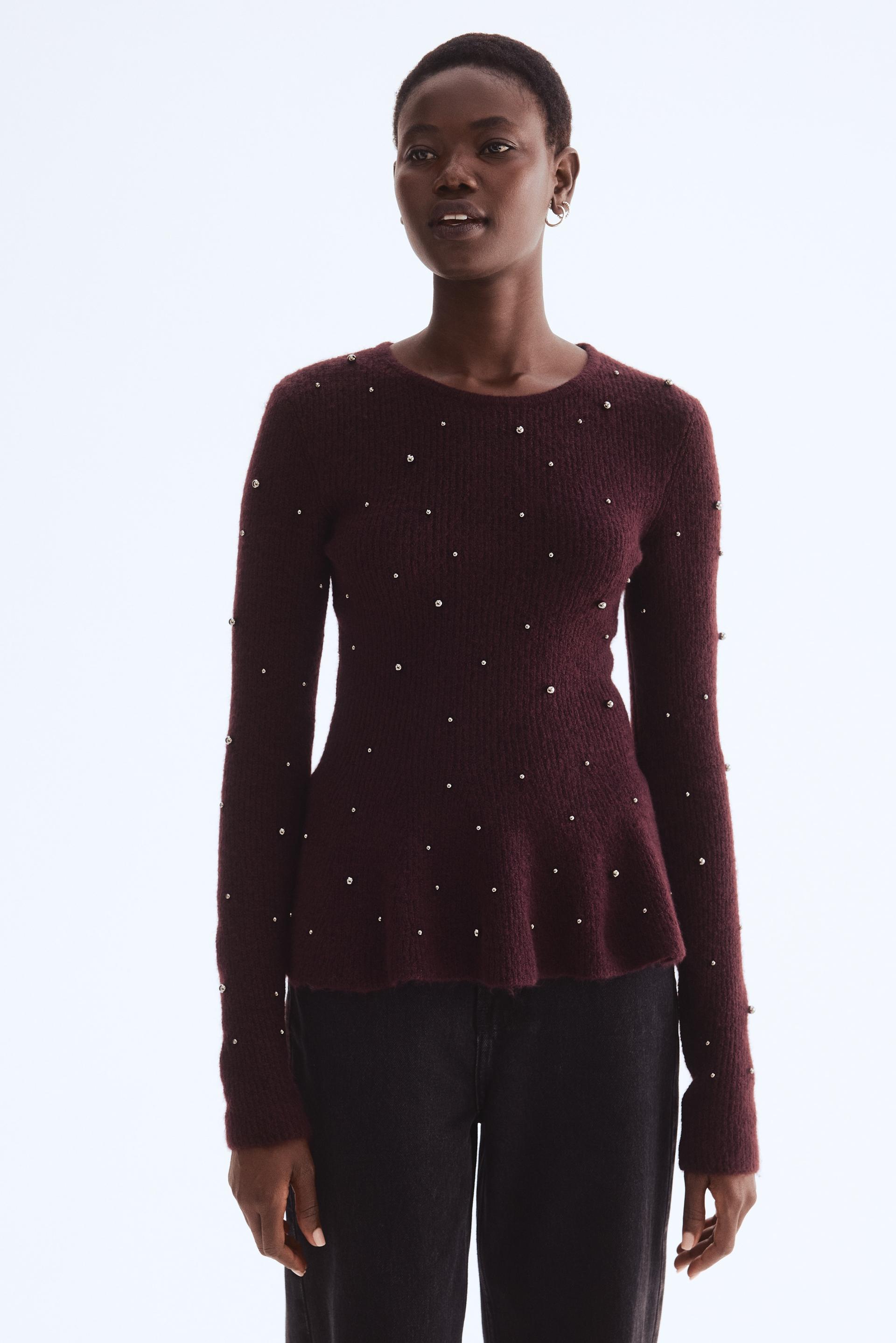bead-embellished peplum top