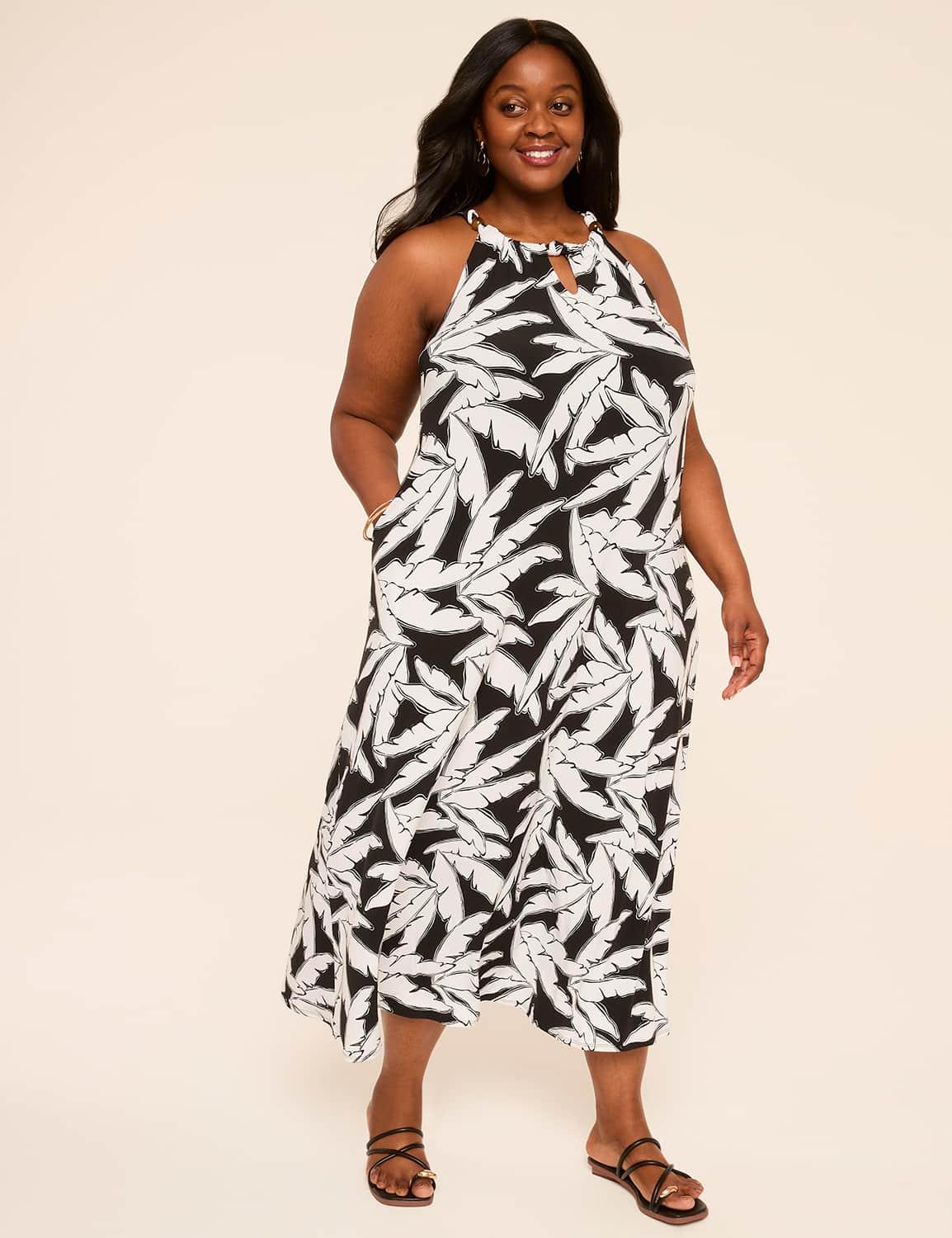 beaded & knot halter-neck jersey maxi dress