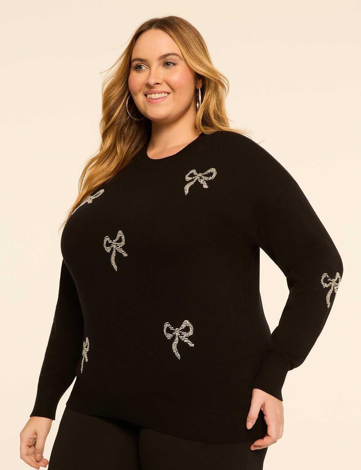 beaded bow sweater