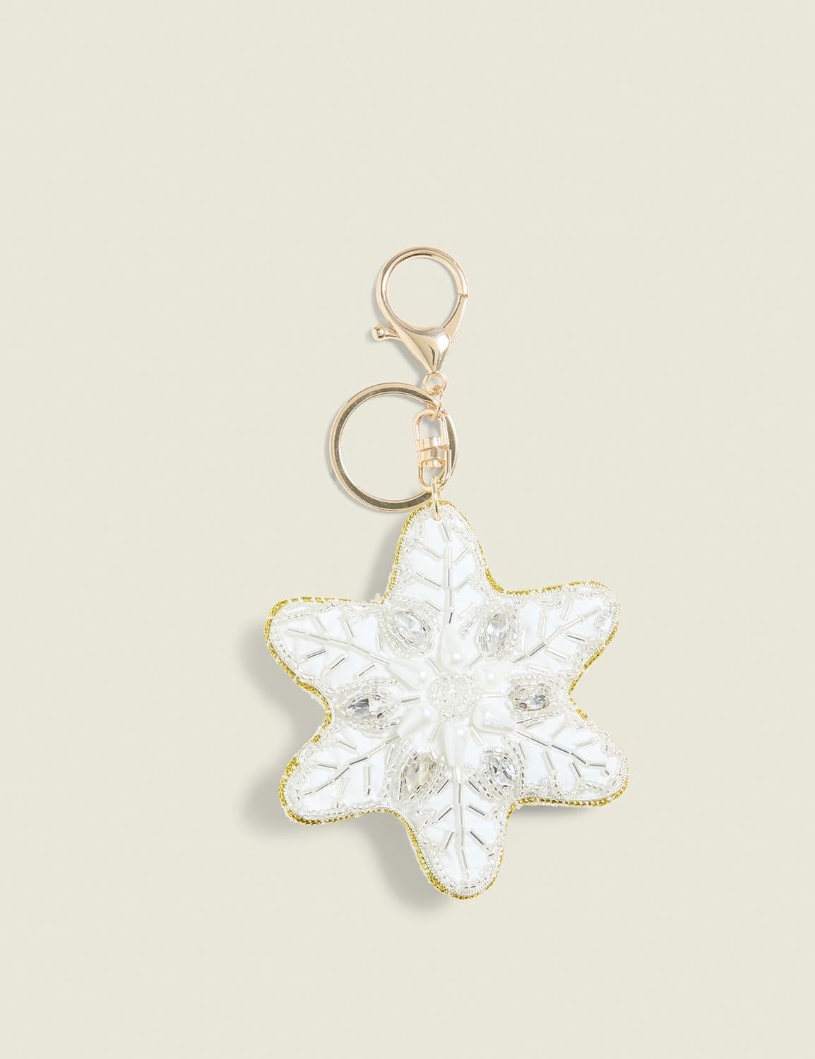 beaded snowflake bag charm