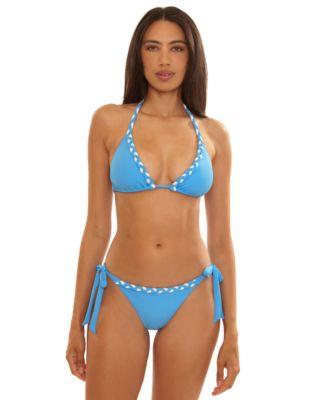 becca womens modern edge braided triangle bikini top rib moderate coverage swim bottoms