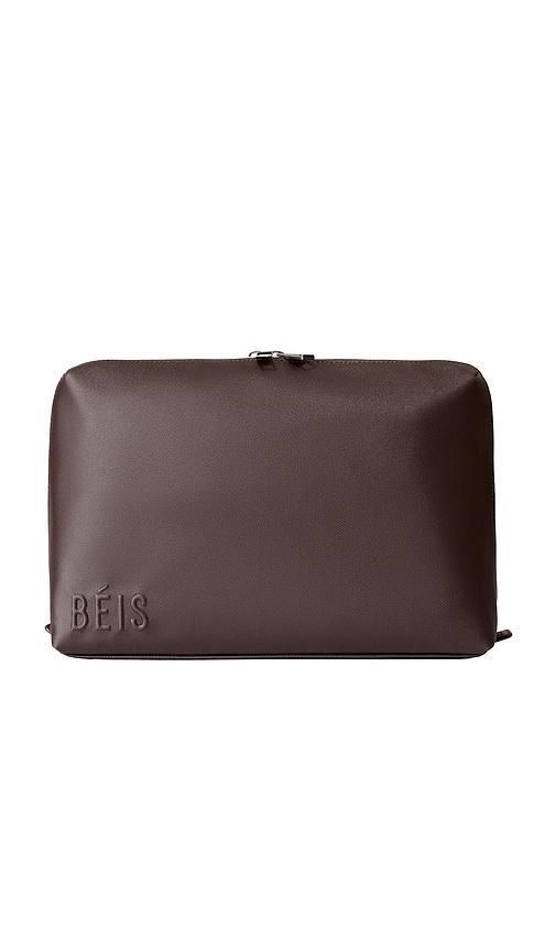 beis the large cosmetic pouch in espresso.