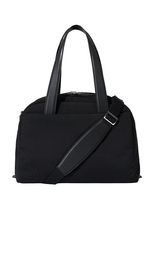 beis the leather trim duffle in black.