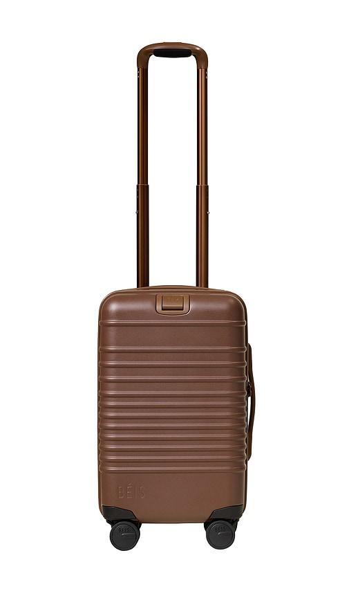 beis the small carry-on roller in brown.