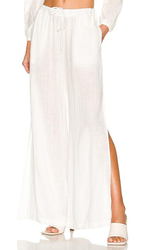 bella dahl side slit beach pant in white. - size l (also in m)