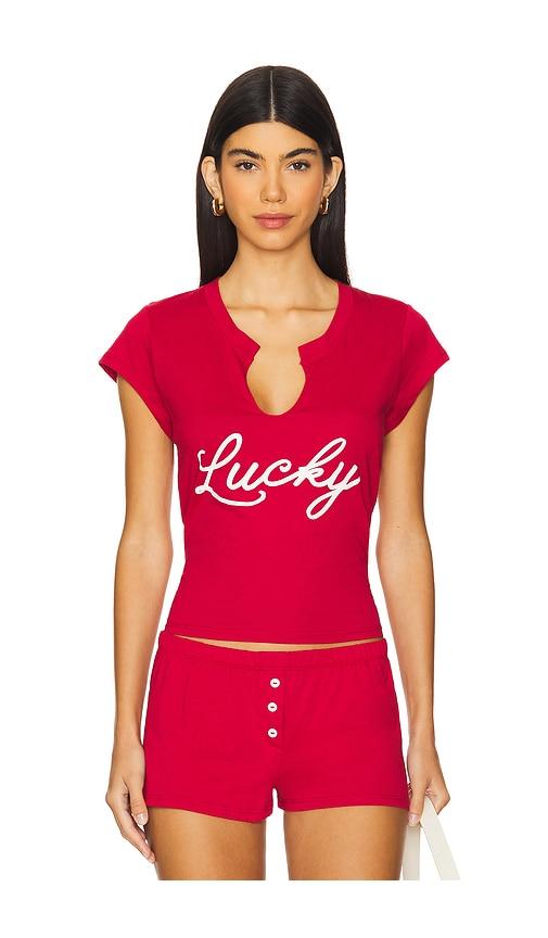 bella venice lucky tee in red. - size m (also in xs, s, xl)