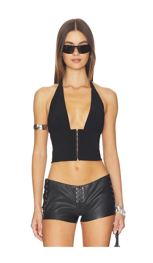 bella venice the coco halter top in black. - size l (also in s, m)