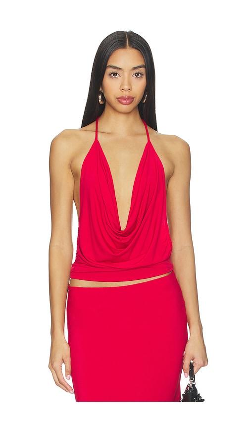 bella venice the elsa halter top in red. - size l (also in m, s)