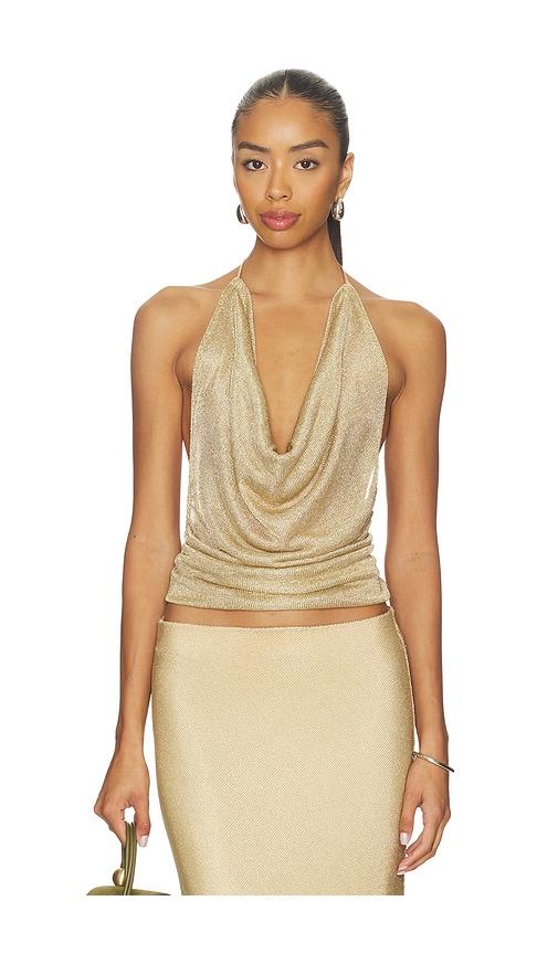 bella venice the elsa top in metallic gold. - size l (also in s, m)