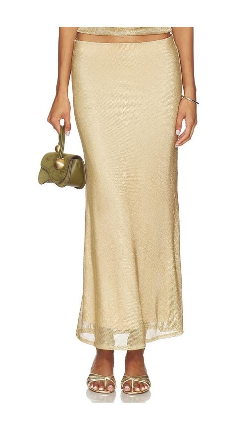 bella venice the jessie slip skirt in metallic gold. - size l (also in xs, s)
