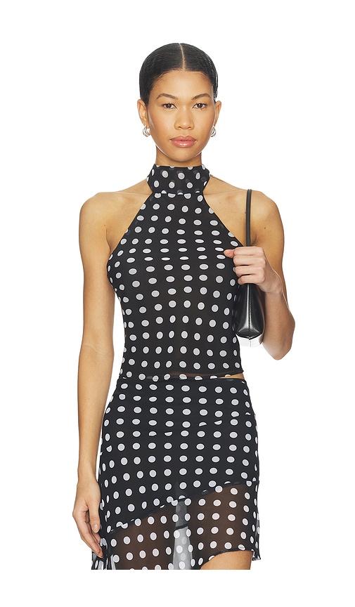 bella venice the piper top in black,white. - size l (also in s, m)