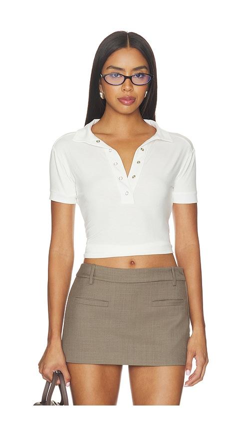 bella venice the polo tee in white. - size l (also in xs, s, m)