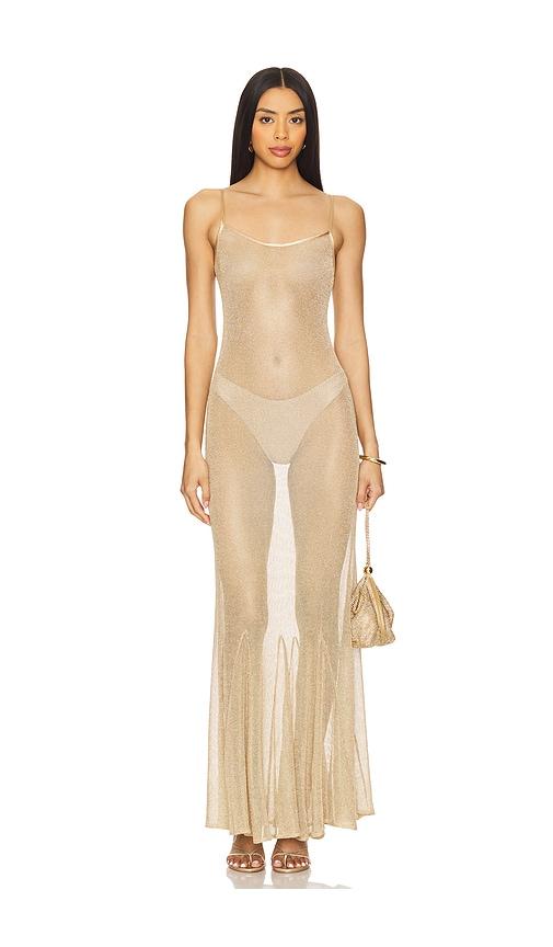 bella venice the serafina dress in metallic gold. - size l (also in m)