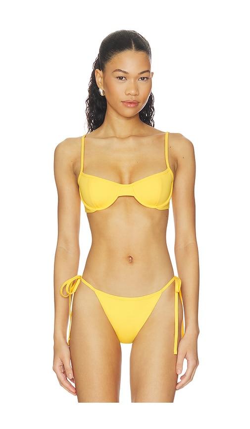 belle anna deniz bikini top in yellow. - size l (also in xs, s, m, xl)