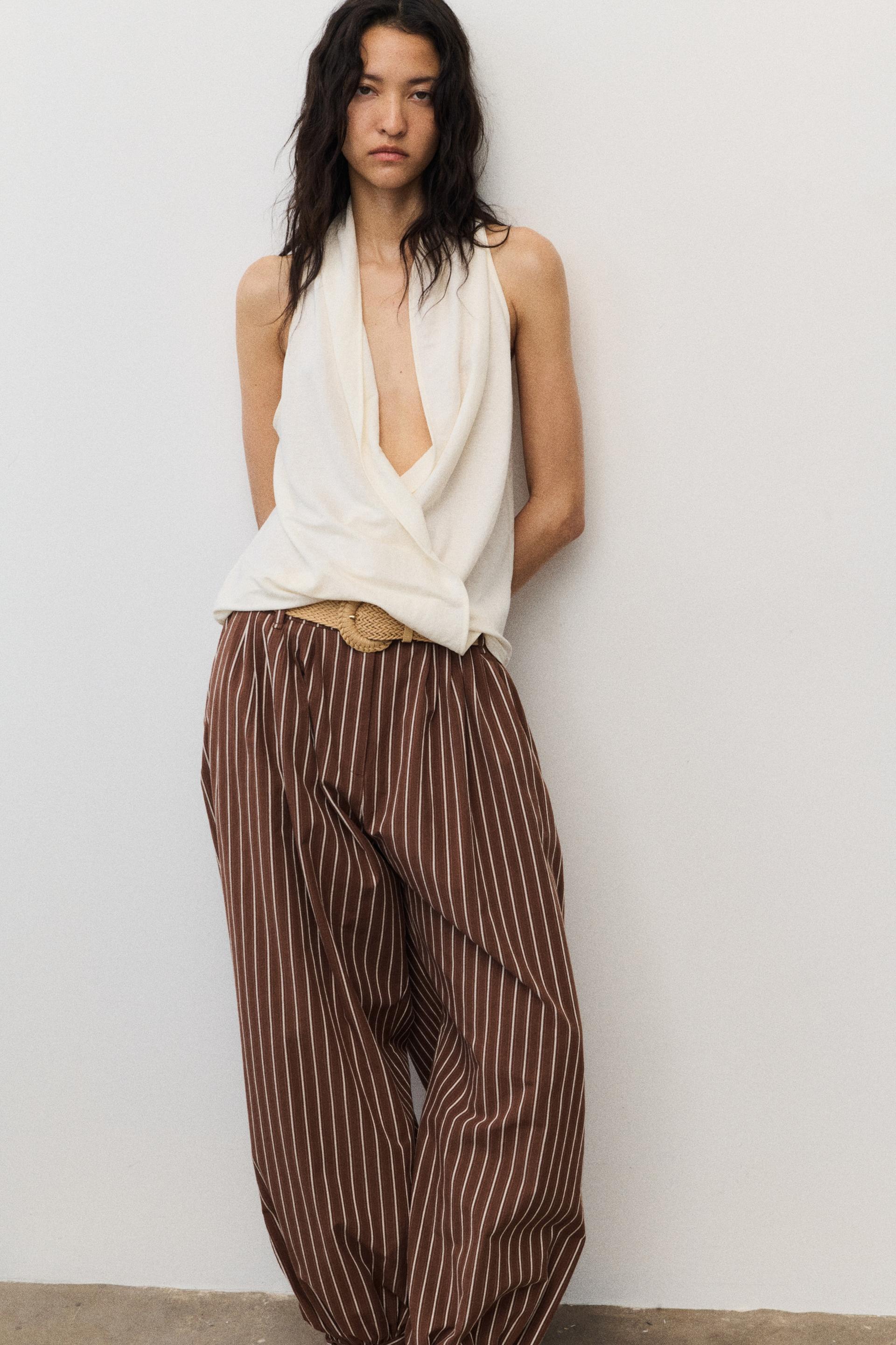belted balloon-leg pants