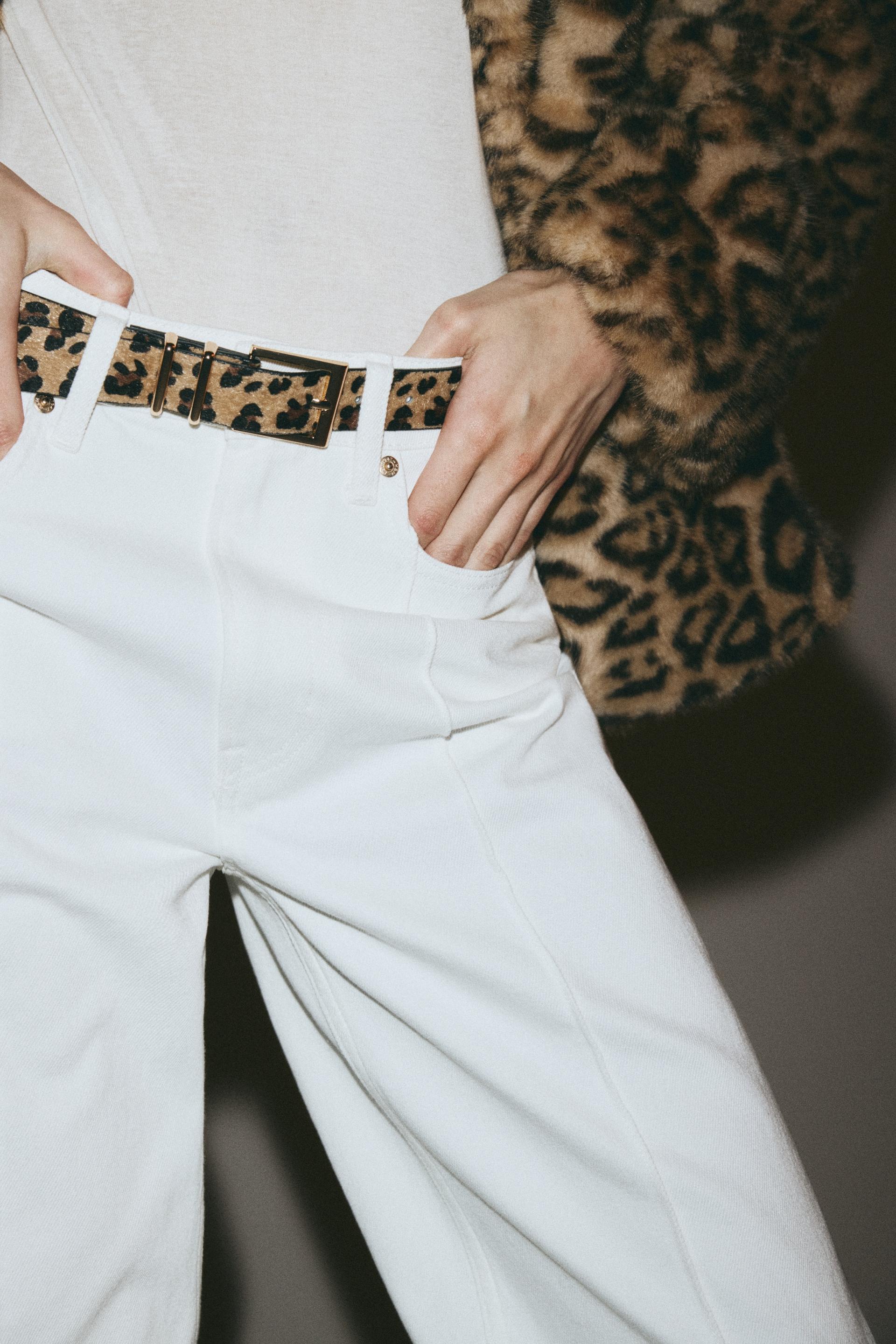 belted straight high jeans