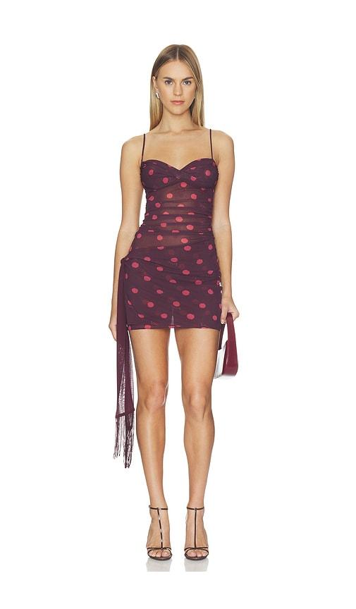 benni piper mini dress in wine. - size l (also in m, s, xl, xs)