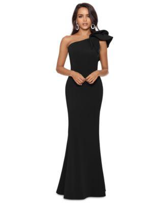 betsy adam womens one shoulder scuba crepe gown