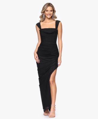 betsy adam womens square neck ball gown