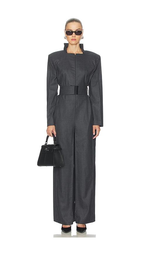 bevza pinstriped jumpsuit in grey. - size l (also in xs, m)