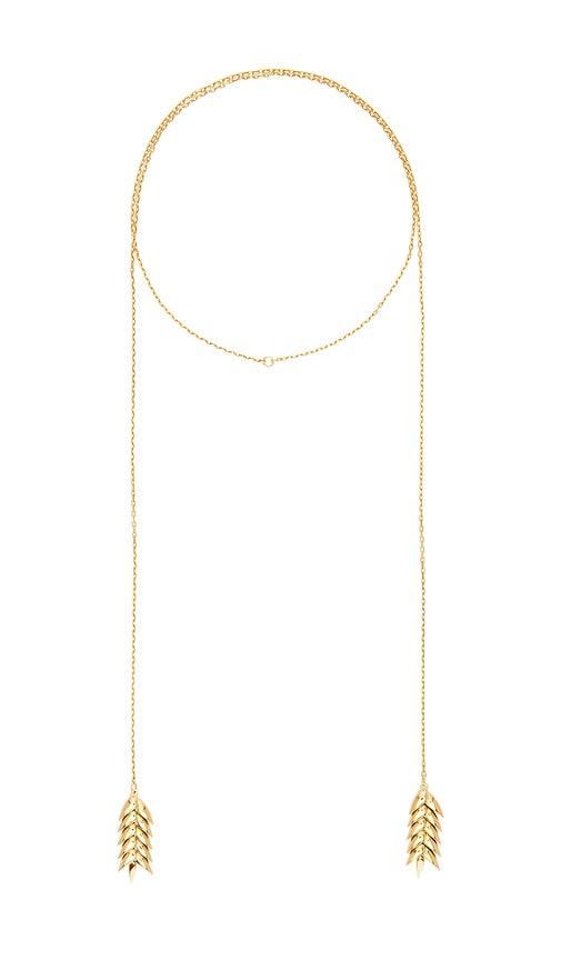 bevza spikelet long pendant in metallic gold.