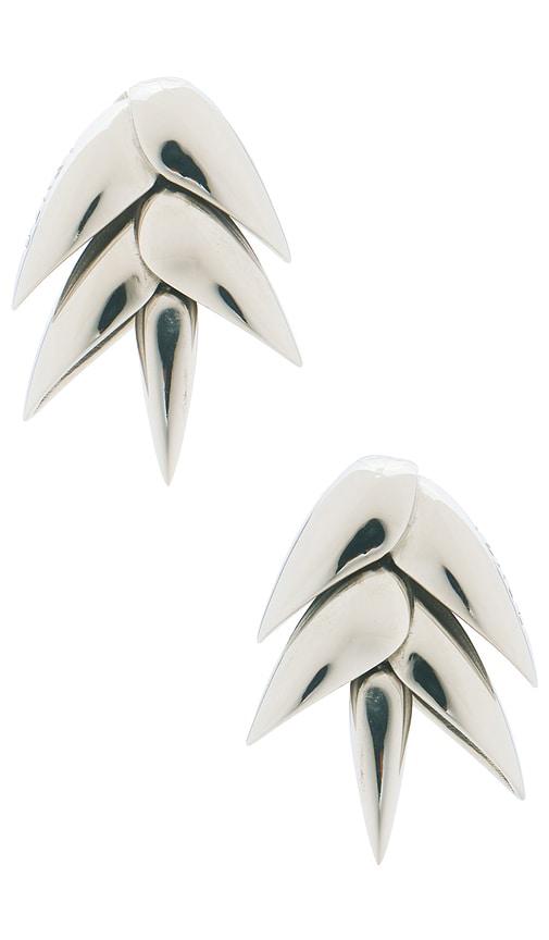 bevza xs spikelet earrings in metallic silver.