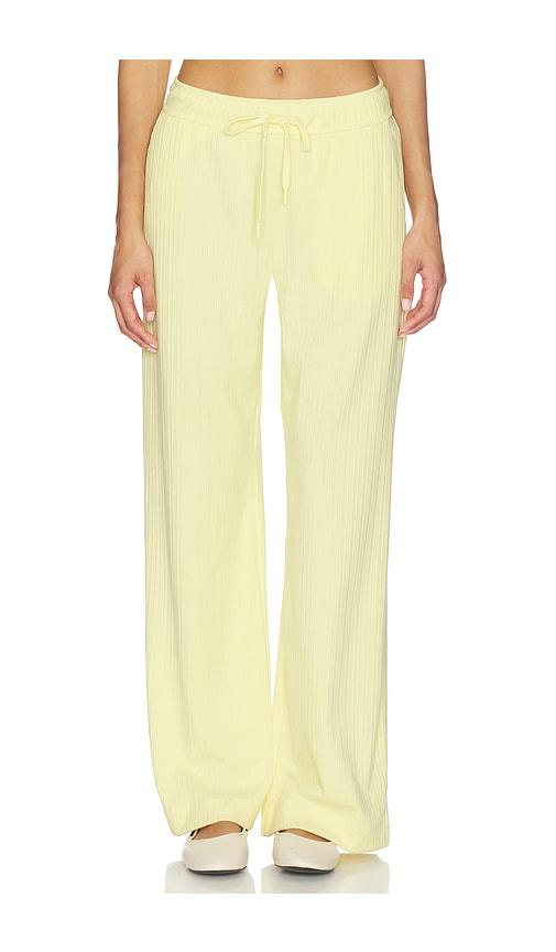 beyond yoga breathe easy ribbed wide leg pant in yellow. - size l (also in xxs, xl)