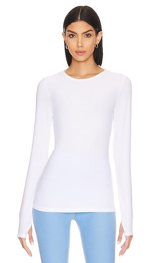 beyond yoga classic crew pullover in white. - size m (also in s)