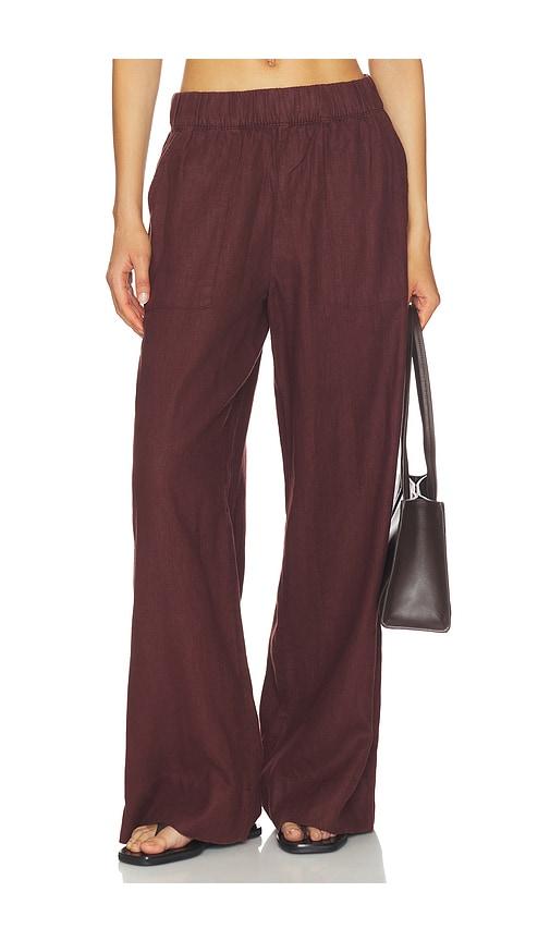 beyond yoga easy wide leg linen pant in brown. - size m (also in s, xs)