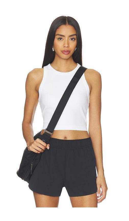 beyond yoga garment dye rib cropped tank top in white. - size l (also in s, m)