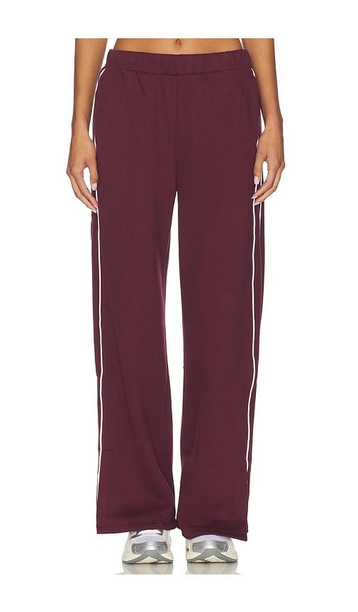 beyond yoga luxe fleece piper wide leg pant in burgundy. - size l (also in xs, s, m, xl)
