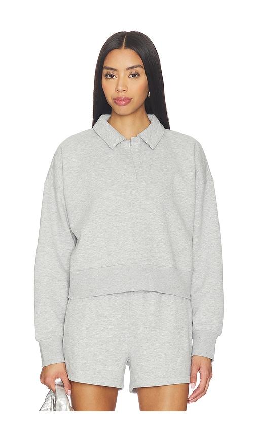 beyond yoga luxefleece collared sweatshirt in grey. - size l (also in s, xl, xs)