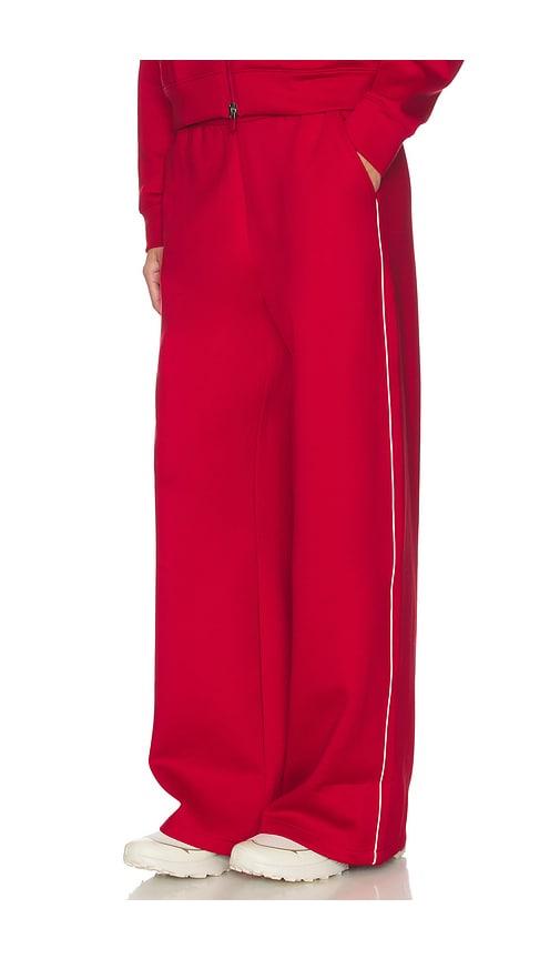 beyond yoga piped wide leg pant in red. - size l (also in xl)